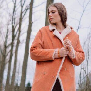 Louise Misha Reversible Coat Size 38 US S/M Cream Sherpa & Terracotta Corduroy